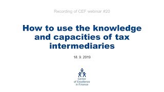 Webinar #22 How to Use the Knowledge and Capacities of Tax Intermediaries