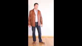 Men's Tan Leather Reefer Jacket - Oscar