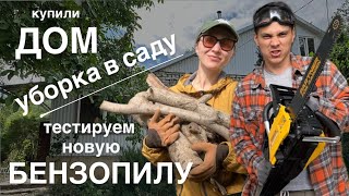 КУПИЛИ ДОМ НА ЮГЕ #5. Перевозим вещи. Тестируем новую бензопилу. Уборка в саду.