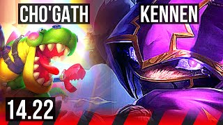 CHO'GATH vs KENNEN (TOP) | 6/1/2, Dominating | KR Master | 14.22