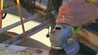 Removing old  paint from trailer tongue