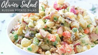 Olivier Russian Potato Salad Recipe (no mayo, dairy free, gluten free)