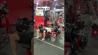 160kg x3 #benchpress #shortvideo #gymlife #gymworkout #abs #gymexercise #workout #gymroutine