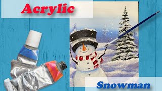 How to paint a snowman with acrylics , step by step easy to follow