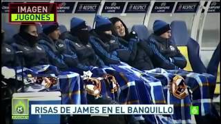 James Rodríguez incomodo en el banquillo tras ser suplente ante Shakhtar Donetsk 2015 HD