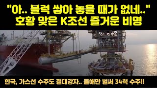 "선박 블록 쌓아 놓을때가 없네" 10년만의 호황 맞은 ‘K조선’.. 한국, 가스선 수주도 절대강자···올해만 벌써 34척 수주