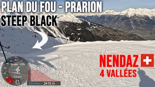 [4K] Skiing Nendaz to Siviez via Plan du Fou - Prarion (Black), 4 Vallées Switzerland, GoPro HERO11