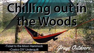 Chilling in the Woods with my Ticket to the Moon Double Hammock and Costco Underquilt