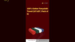 100% Cotton Terrycloth Towels (16"x25", Pack of 6) | Soft, Absorbent, and Durable!