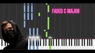 Alan Walker - faded c major piano tutorial