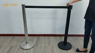 Free Standing Adjustable Black Sign Stanchion Barrier Post