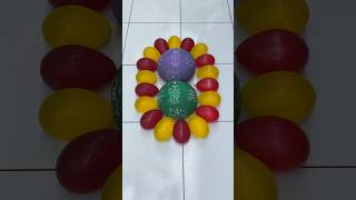 Pop green, purple boba balloons and small yellow and red balloons || asmr reverse video