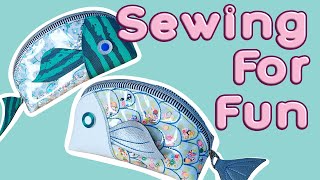 Easy fun Sewing project - Bartolo Fish-Shaped Zip Pouch with glitter & shakers