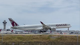 Qatar Airbus A350-1000 landing at Los Angeles International Airport KLAX runway 24R