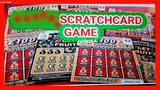 SCRATCHCARD GAME...CASHWORD...GET FRUITY...£100 MULTIPLIER..GEM SMASH