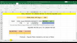 Convert Roll kg to Meter to Meter Square   Flexible Packaging Excel Sheet