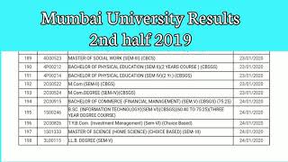 Mumbai University Results || 2nd half 2019 || M.com , B.com ,LLB