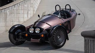 First Person POV: Driving the Morgan Super 3 three-wheeler through the streets of Los Angeles