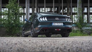 Ford Mustang Bullitt 5.0 V8 loud exhaust sound, car around / dźwięk wydechu, wnętrze, zegary