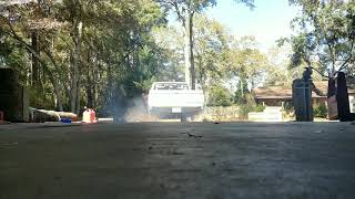 Doing a burnout in the shop.