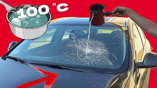 Experiment  -18 degree GLASS Windshield from CAR vs BOILING WATER bestexperimentschannel