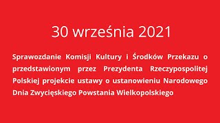 30 września 2021 - Sprawozdanie Komisji Kultury i Środków Przekazu