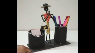 Awesome Newspaper Doll with Pen stand | Best out of waste DiY craft | Plastic bottle craft