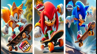 Sonic vs Knuckles vs Tails | Skatepark Brawl stars 🤣