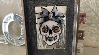 3D mixed media skull frame #halloween #diy