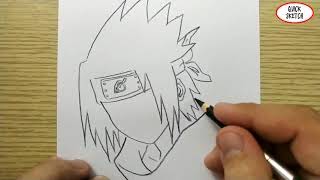 VERY EASY, how to draw sasuke , from manga naruto japan / quick sketch sasuke