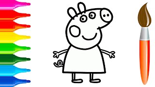 Dibuja y Colorea A Peppa Pig Arcoiris🌈 | Dibujos Para Niños