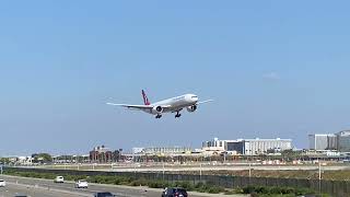 Turkish Boeing 777-300ER landing at Los Angeles International Airport KLAX from Instanbul Turkey