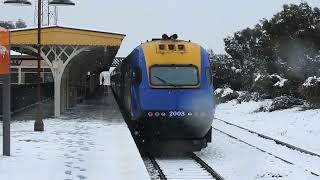 12:02pm Dubbo XPT Service (WT27) At Orange Railway Station In Snow. 10 June 2021