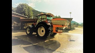 🏔 Kalzit streuen mit Lindner Geotrac 94 🚜 und Landgut Tellerstreuer