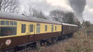 The Merchant Venturer Clun Castle 7029 and 47773 at Solihull Station on 11th December 2021