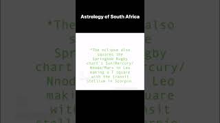 Astrology of South Africa - World Cup Rugby Final Champions. Two Worthy Opponents. Saturn Return.