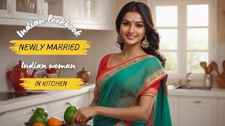 Indian Lookbook| AI generated| beautiful Newly married woman in kitchen @IN_LB