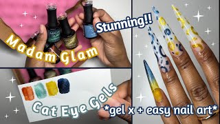 TRYING MADAM GLAM CAT EYE GELS | EASY CAT EYE GEL GEL X NAIL INSPO