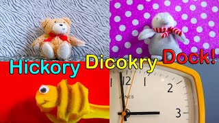 Hickory Dicokry Dock ! Nursery Rhyme Song starring real toy animals ! 🐭 🐦 🐝 🐻 🐶 🐔