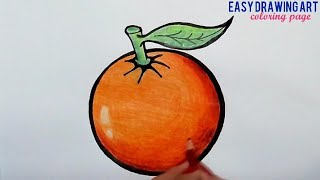 how to draw orange fruit coloring page drawing || संतरे का चित्र बनाना सीखे