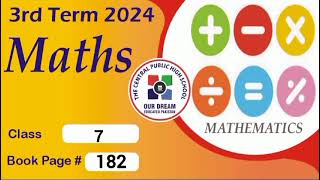 Level 7 ll Maths ll Third term, 2024 || P.182