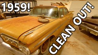 Cleaning Out A 1959 Impala That Has Been SITTING for 40 Years! + Front Bumper Install!