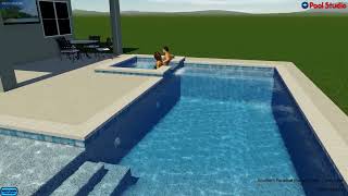 Modern Pool and Spa w Sun Shelf, Bubbler and Spa Close By