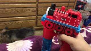 Create Your Cartoon Express Train Bubble Gun Blowing Gun w/Light 2 Bubble Solution