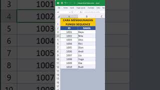 CARA MENGGUNAKAN FUNGSI SEQUENCE DI EXCEL #shorts #excel #exceltips