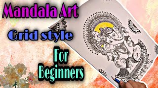 Mandala art of lordGanesha/Grid form of mandala art/How to draw ganeshji/Easy Zentangle Art/Pen Art