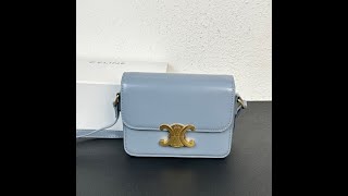 Celine CLASSIQUE TRIOMPHE BAG Calf Skin Crossbody - Blue Grey