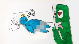 Green X Blue WAKE UP Blue Drawing Rainbow Friends Story