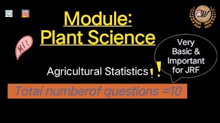 Agricultural Statistics MCQ | Plant Science Module | ICAR-JRF || Very Basic Questions || Quiz-4