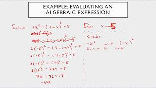 Fundamental Concepts of Algebra: Algebraic Expressions, Evaluating, Order of Operations